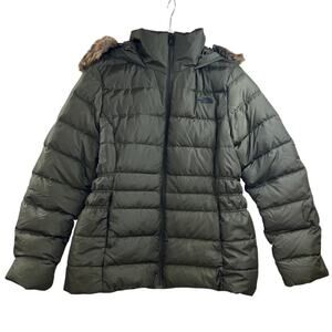 The North Face Gotham II Faux Fur Hooded Puffer Jacket XL Goose Down Quilted